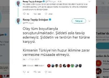 Erdoğan: Şiddeti Asla Tasvip Edemeyiz