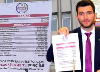 MHP’li Belediye Başkanı Ertuğrul Karagöl, Devraldığı Borç Durumunu Gösteren Afişi Belediye Binasına Astırdı