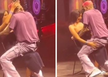 Şarkıcı Chris Brown, konserde kadın hayranının kucağına oturarak dans etti