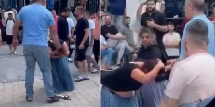 Esnaf, hırsızlık yaptığını iddia ettiği kadını saçlarından tutup darbetti