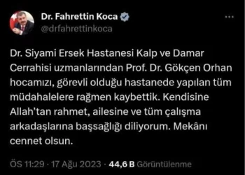 Sağlık Bakanı Fahrettin Koca, Dr. Siyami Ersek Hastanesi’nden bir doktorun hayatını kaybettiğini duyurdu