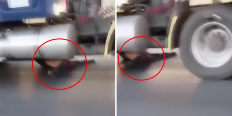 Tırı soymak isteyen hırsız, aracın altında kalarak kilometrelerce sürüklendi